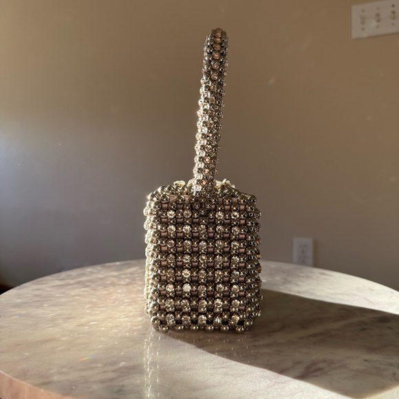 RETROFETE Eclipse Crystal Embellished Hand Bag Gunmetal Silver - Picture 5 of 10